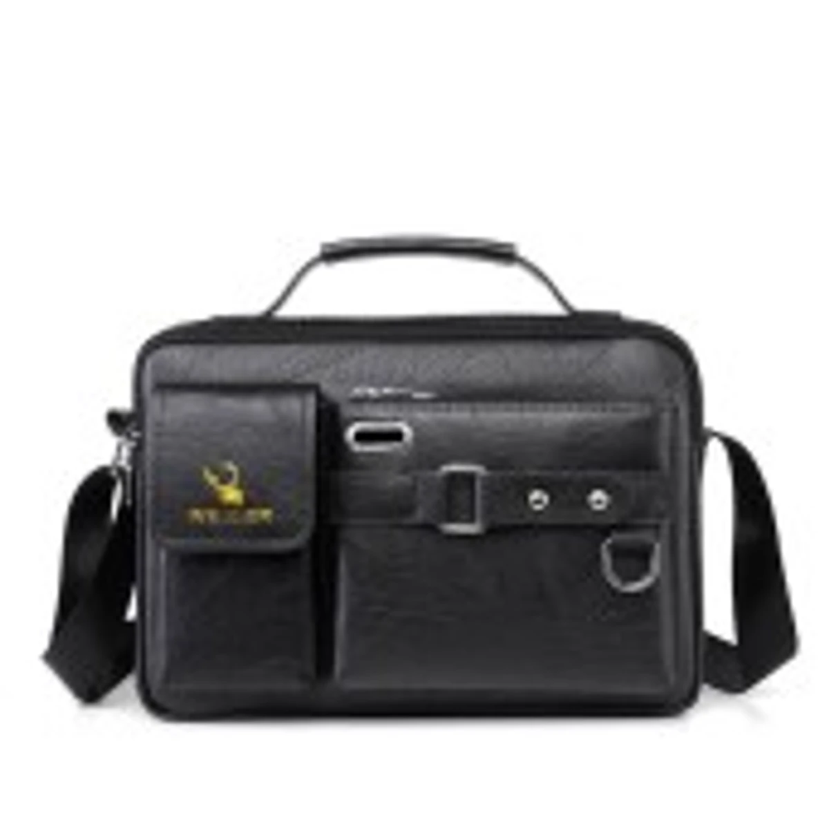 Men's PU Leather Shoulder Bag Fashion Male Real Cowhide Messenger Crossbody Bag Men Business Travel Handbag Boy Phone Bag (Black shape )