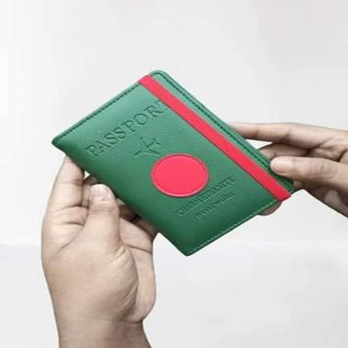 Elastic Band Artificial Leather Passport Cover RFID Blocking For Cards Travel Bangladesh Passport Holder Wallet.
