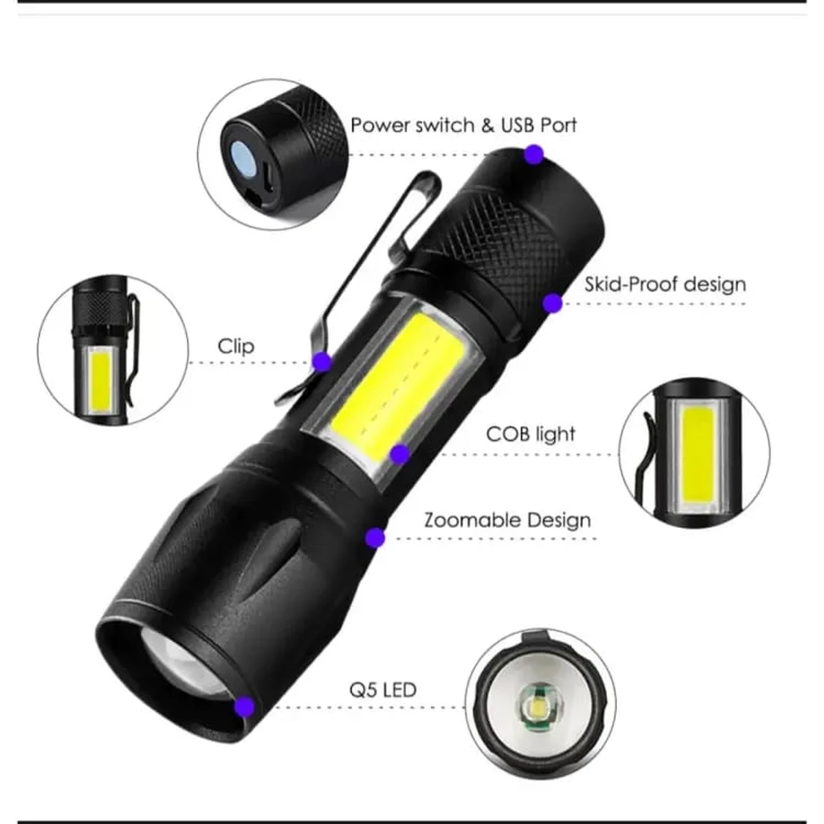 Geepas GP-535 Rechargeable Portable LED Flashlight (Zoom)