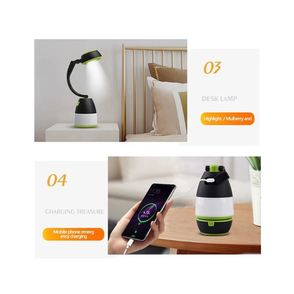 3 in 1 LED USB rechargeable light (with Power bank)