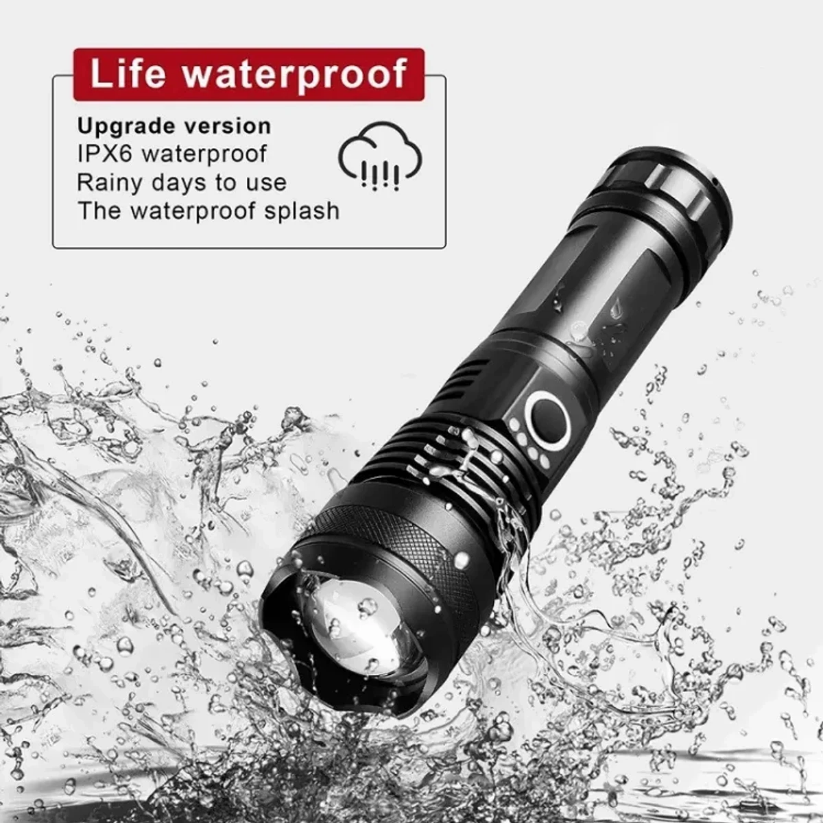 Rechargeable Waterproof Zoom LED Flashlight USB Torch Light